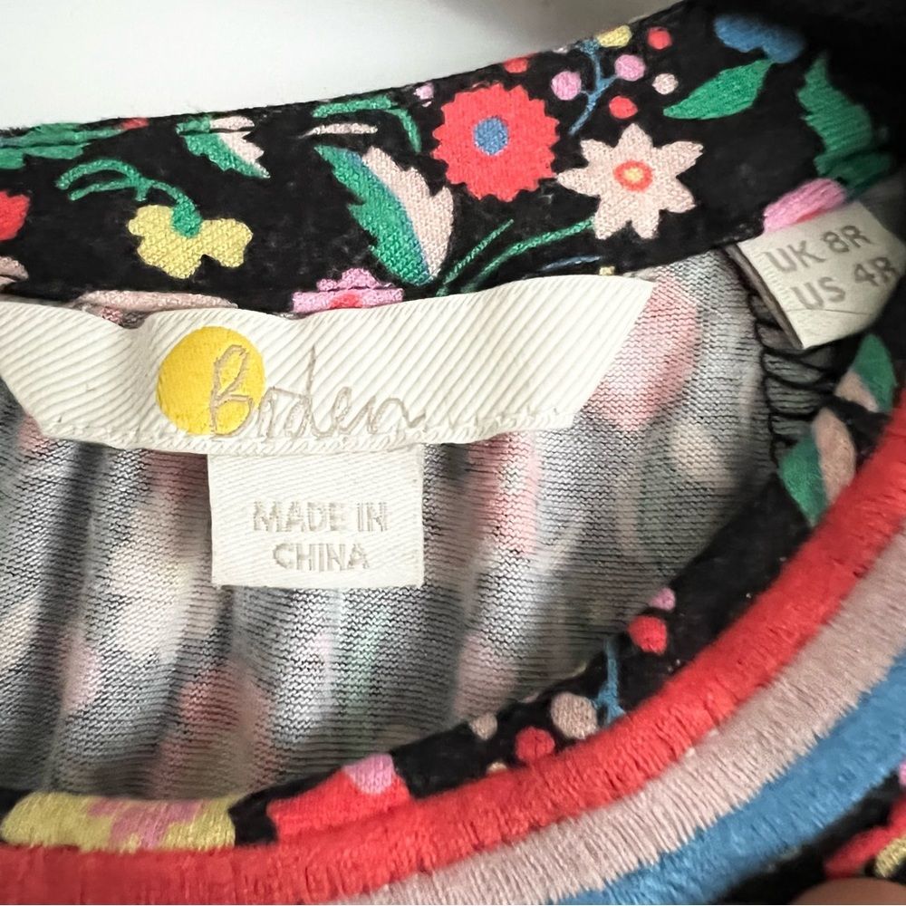 Boden Trim Detail Maxi Dress Black, Multi Floral Bloom Soft Jersey Knit Size 4 - Picture 15 of 16